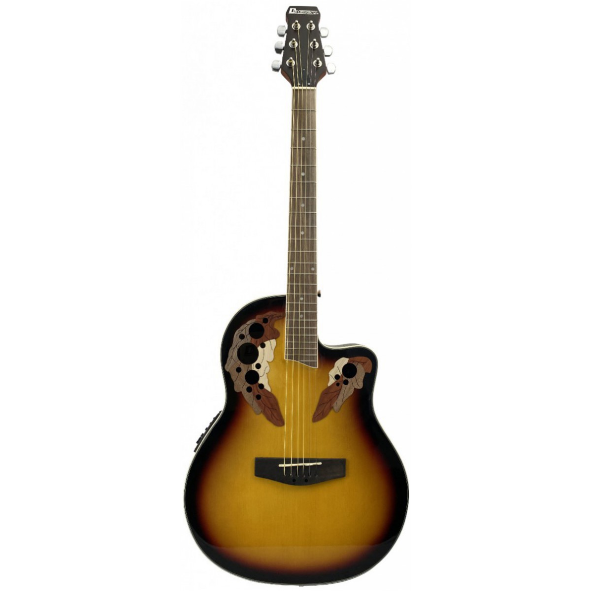 Dimavery OV-500 elektro-akustická kytara Ovation, žíhaná sunburst