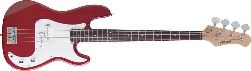 Stagg P300-TR, elektrická baskytara, červená