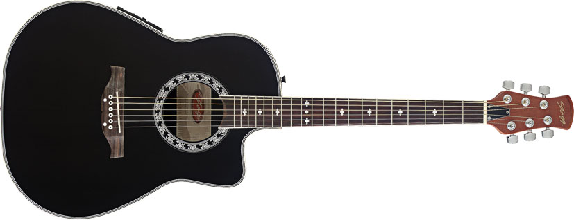 Stagg A4006-BK, elektroakustická kytara typu Ovation, černá