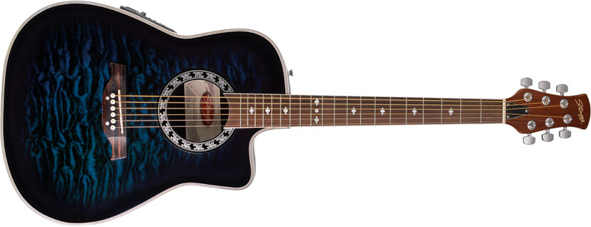 Elektro-akustická kytara typu Ovation s nízkým tělem s výkrojem Stagg A4006-BLS