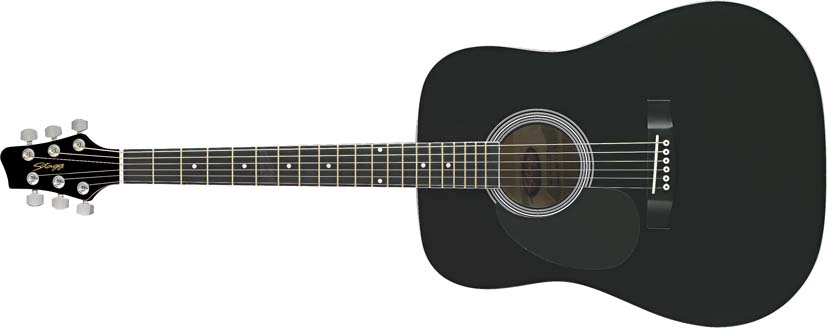 Stagg SW201LH-BK, akustická kytara levoruká, černá
