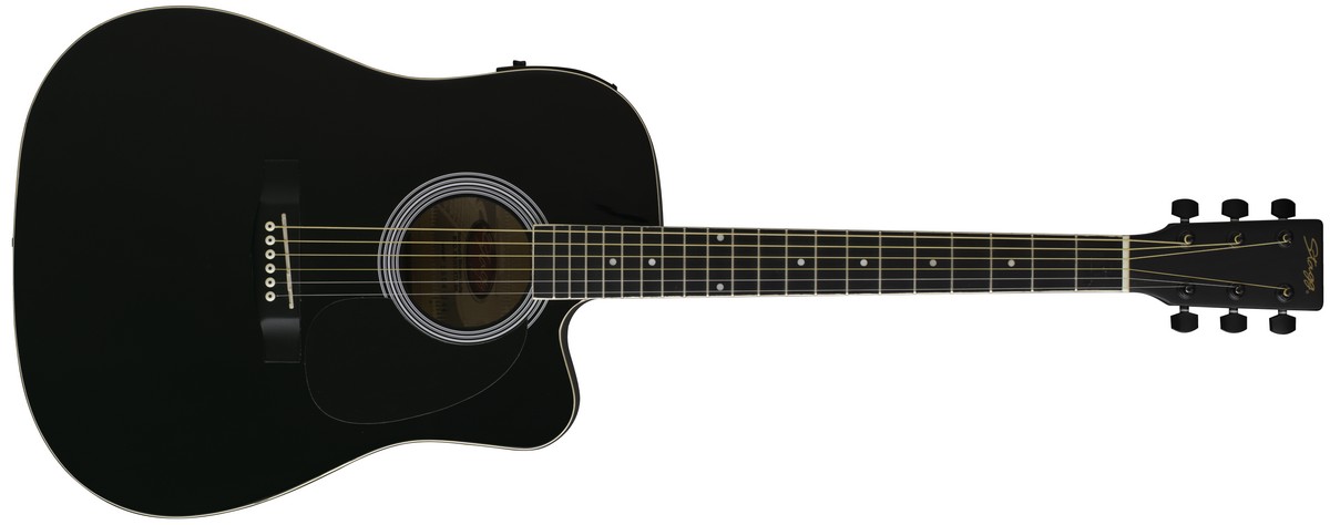 Stagg SW203CETU-BK, elektroakustická kytara s výkrojem, černá