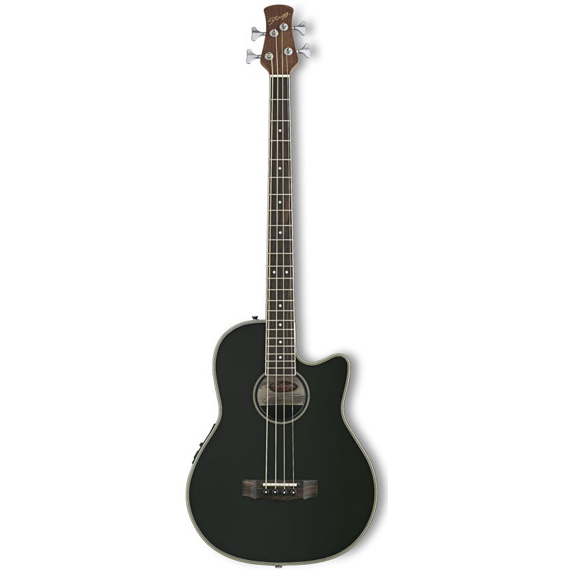 Stagg AB1006CE-BK, elektroakustická baskytara typu Ovation, černá