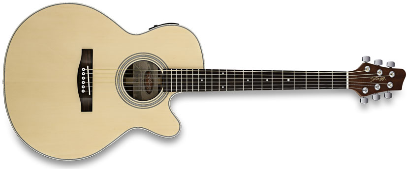 Stagg SMJ209CE-NS, elektroakustická kytara typu Jumbo, přírodní