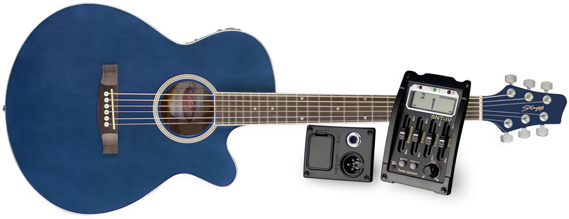 Stagg SW206CETU-TB, elektroakustická kytara, modrá