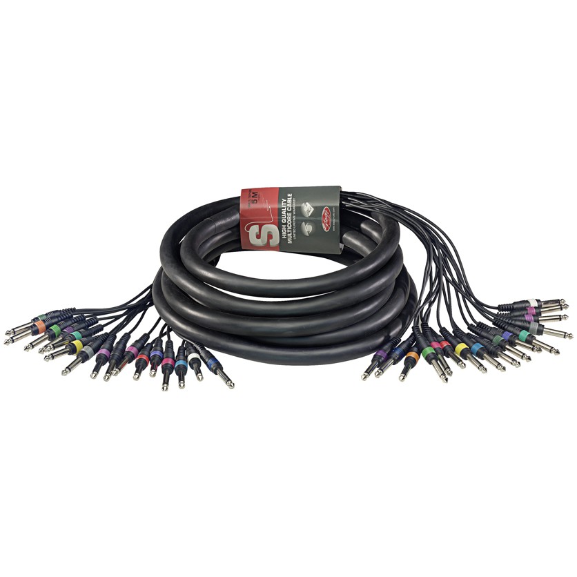 Vícežilový kabel, 16 x mono jack/8 x mono jack, 5 m