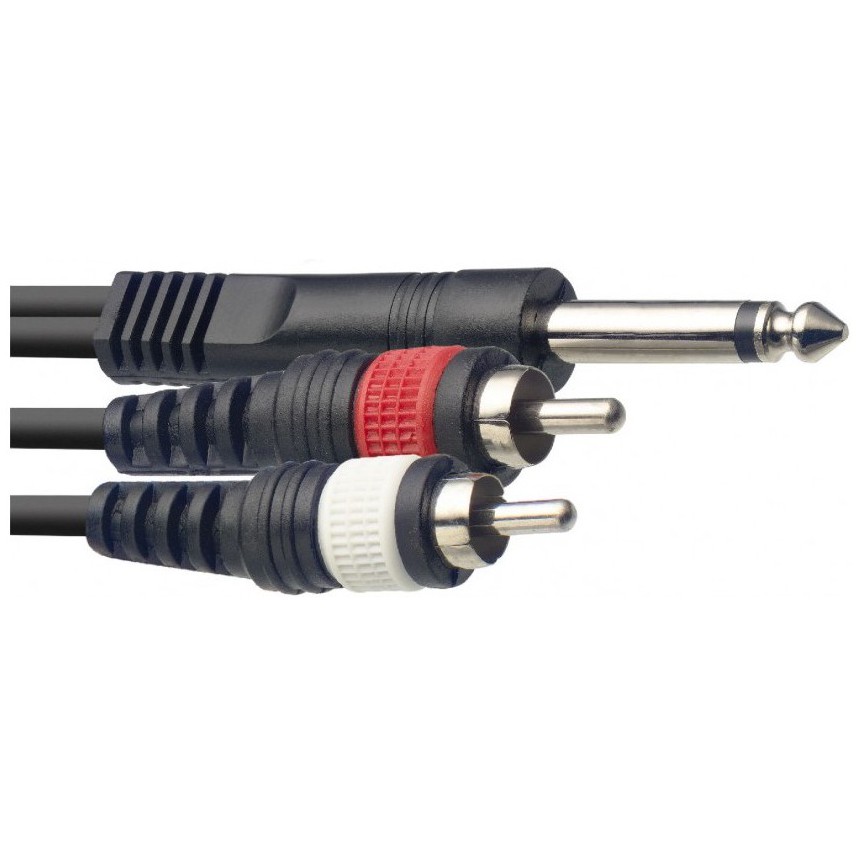Stagg SYC3/P2CM E, propojovací kabel 2x RCA - Jack 6,3 mm mono, 3m