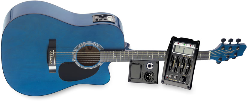 Stagg SW203CETU-TB, elektroakustická kytara s výkrojem, modrá