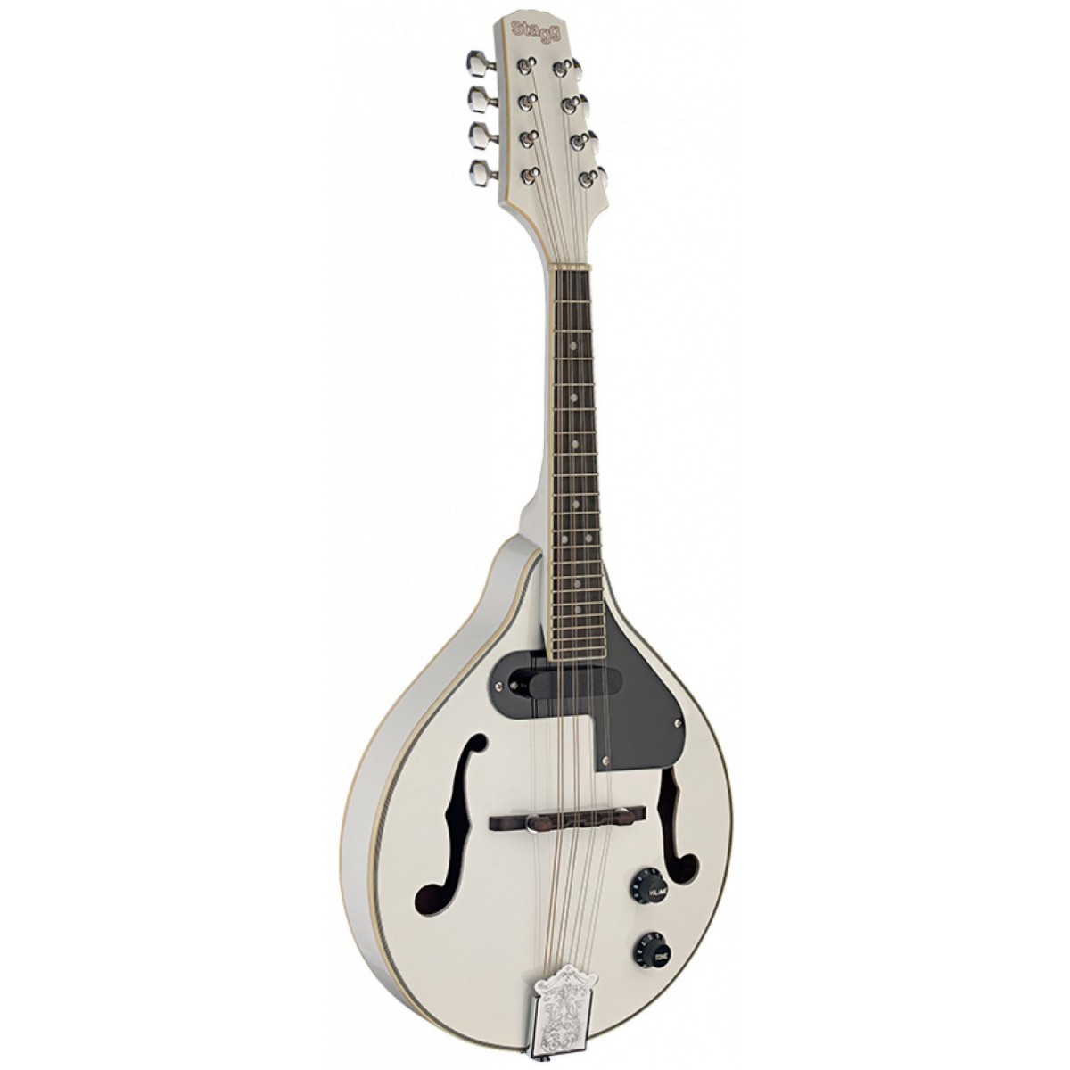 Fotografie Stagg M50 E WH, mandolína bluegrassová elektroakustická, bílá