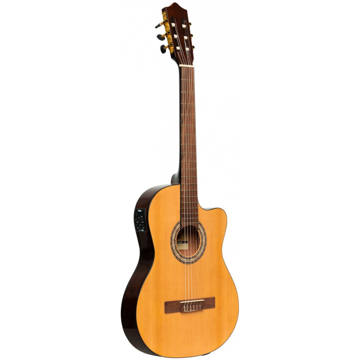 Stagg SCL60 TCE-NAT, klasická kytara 4/4 s elektronikou, přírodní