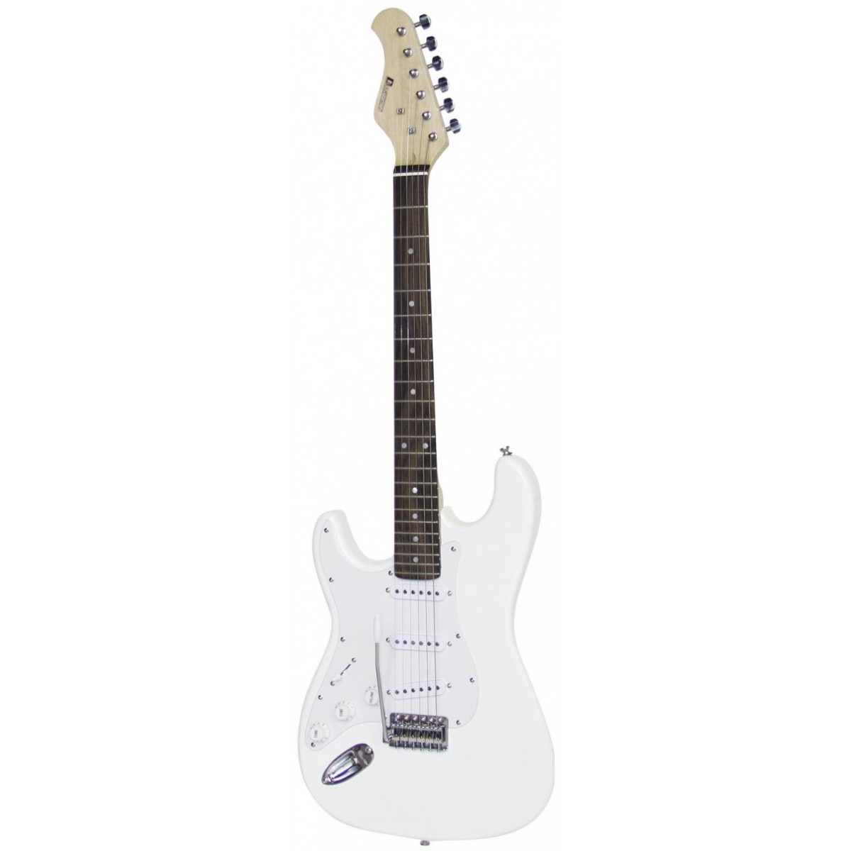 Dimavery ST-203, elektrická kytara levoruká, bílá