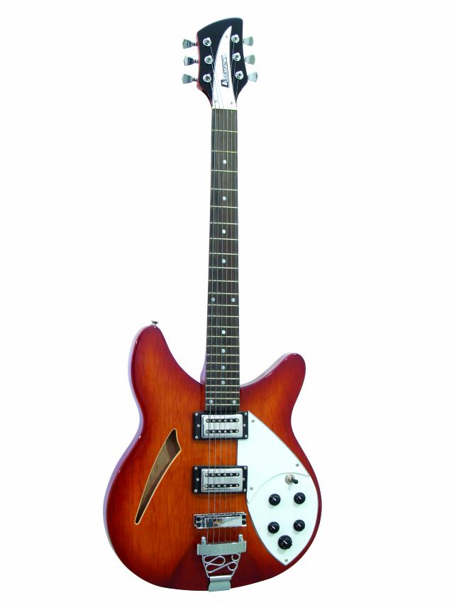 Dimavery elektrická kytara RB-810 polo-akustická kytara, ohňová