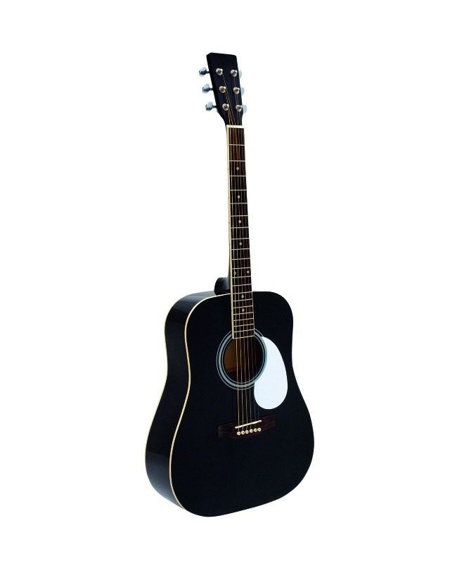 Dimavery Westernová kytara, vč. dřevěného kufru, černá