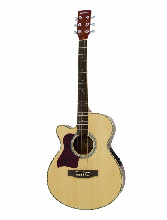 Dimavery JK-303L Elektro-akustická kytara typu Jumbo s výkrojem 3-pásmový ekvali