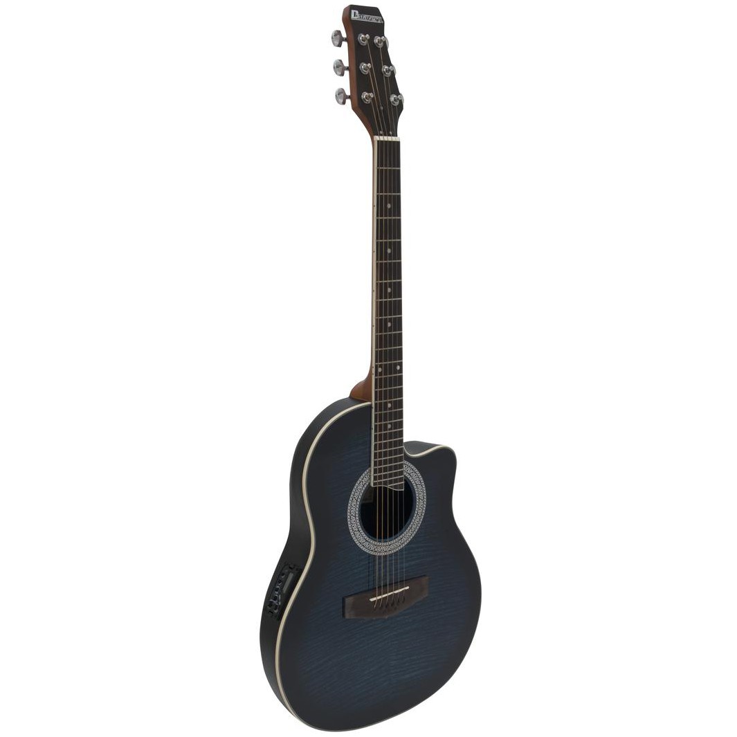 Fotografie Dimavery RB-300, elektroakustická kytara typu Ovation, modrá žíhaná