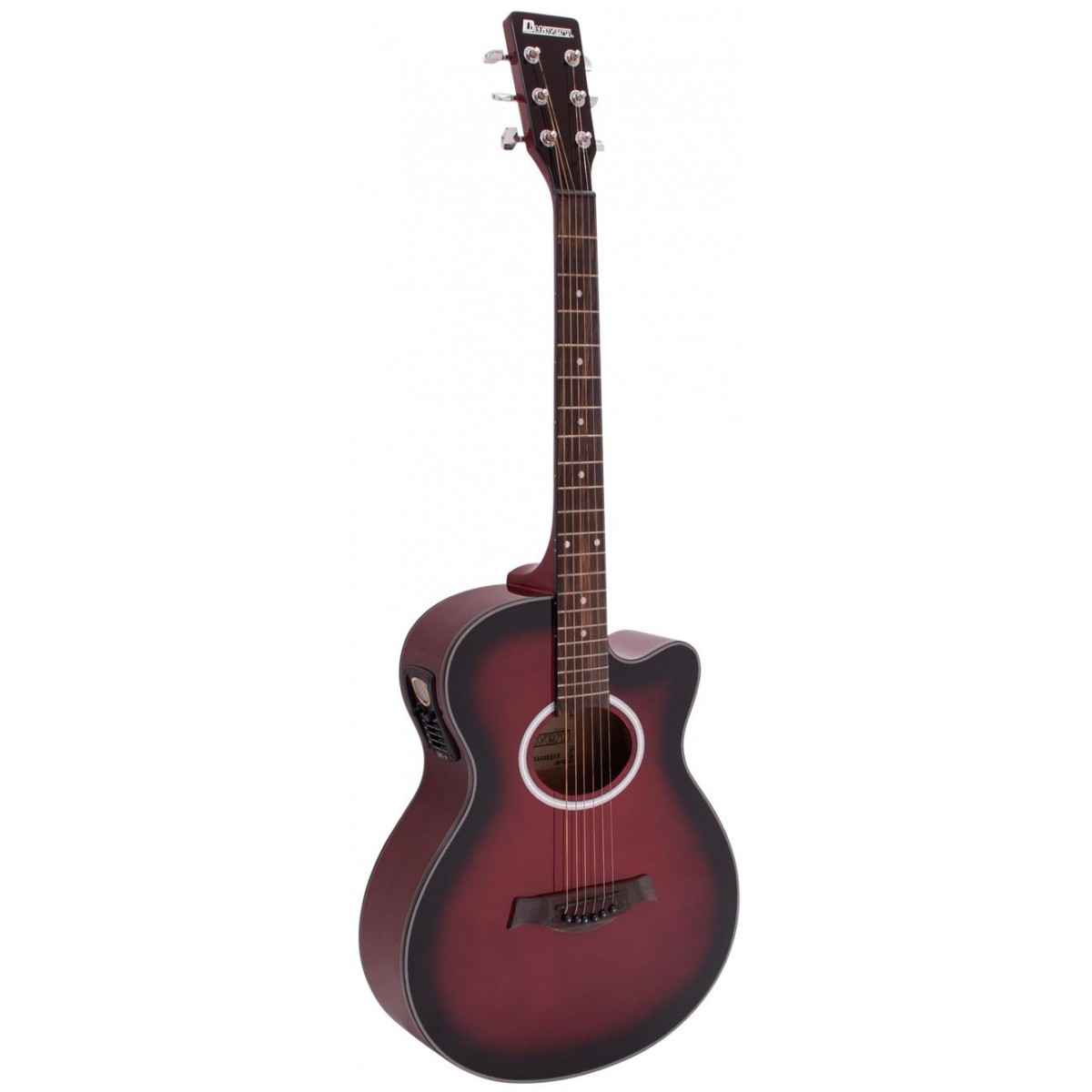 Dimavery AW-400, elektroakustická kytara typu Folk, červená stínovaná