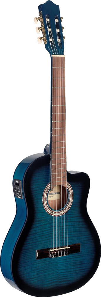 Klasická 4/4 kytara elektro-akustická, stínovaná modrá