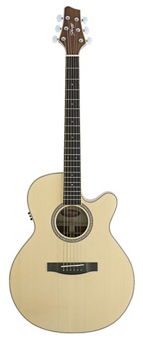 Elektro-akustická kytara typu Mini Jumbo s výkrojem