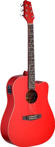 Electro-akustická Dreadnought kytara červená