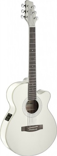 Mini Jumbo elektroakustická kytara, bílá