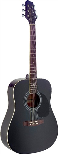 Akustická kytara typu Dreadnought, vrchní deska z masivu, černá