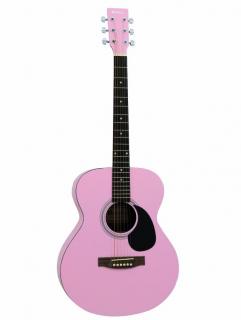 Dimavery AW-300, akustická kytara typu Folk, růžová
