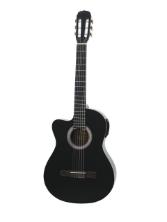 Dimavery CN-500L, el. akust. klasická kytara, černá, levoruká