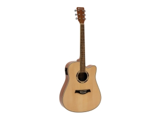 Dimavery JK-500 Westernová elektroakustická kytara s výkrojem, přírodní