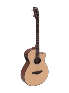 Dimavery AW-400 westernová elektroakustická kytara s výkrojem, přírodní