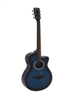 Dimavery AW-400 westernová elektroakustická kytara s výkrojem, modrá
