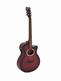 Dimavery AW-400 westernová elektroakustická kytara s výkrojem, červená