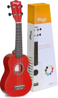Stagg US-RED, sopránové ukulele s pouzdrem, červené