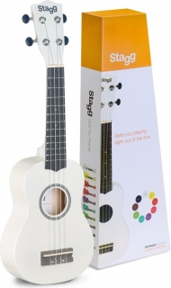 Stagg US-WHITE, sopránové ukulele s pouzdrem, bílé