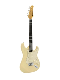 Dimavery ST-303 elektrická kytara typu Strat, "relic" bílá