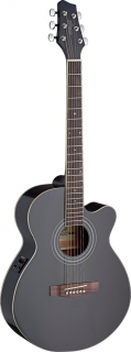 Stagg SA40MJCFI-BK, elektroakustická kytara typu Mini Jumbo, černá