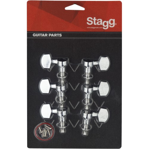 Stagg KG371CR,  ladící mechanika 3+3 pro elektrickou/akustickou kytaru, chromovaná