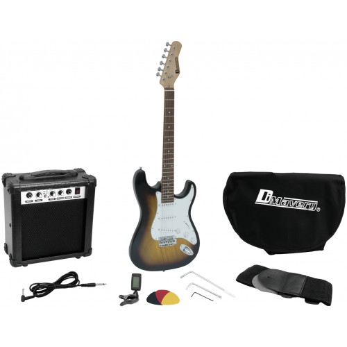 Dimavery EGS-1, elektrická kytara s kombem a příslušenstvím, sunburst