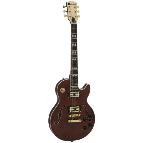 Dimavery LP-600, semiakustická kytara, hnědá
